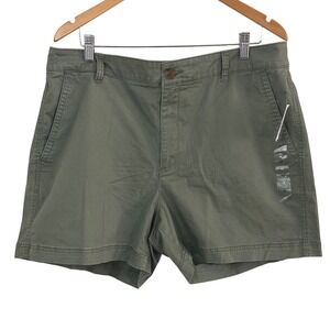 NWT GAP Womens Girlfriend Khaki Shorts Olive Green High Rise Stretch Sz 18 Chino